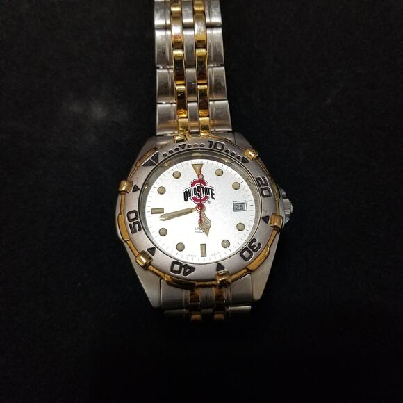 Ohio State LogoArt Men\'s Silver & Gold Watch (needs battery)